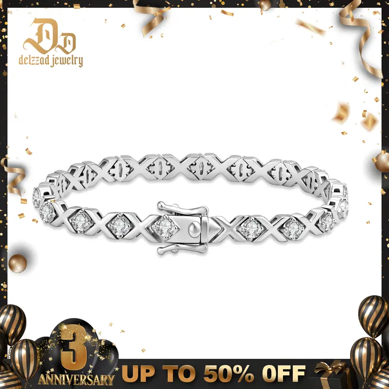 Delzzad 14K Gold-Plated XOXO Infinite Hugs Tennis Bracelet with Synthetic Moissanite, Gift for Birthdays, Engagements, Weddings, Anniversaries, Christmas, Valentine’s Day and Mother’s Day