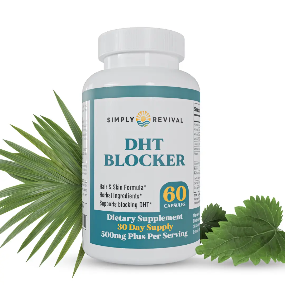 Simply Revival DHT Blocker Hair and Skin Formula with Herbal Ingredients, 500mg Plus per Serving, 30-Day Supply, Made in the USA, 60 Capsules