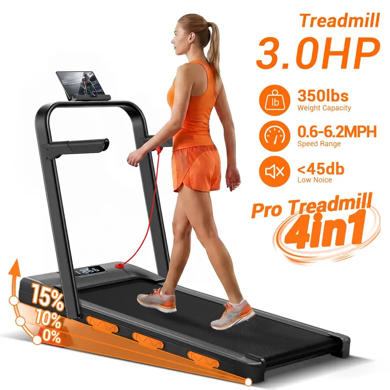 UMAY incline treadmill 15%, 10 km/h,  – Lightweight Walking Pad for Home & Office with Diamond Pattern Running Belt and LED Display, quieter 3.0 hp engine,  load-bearing up to 159 kg