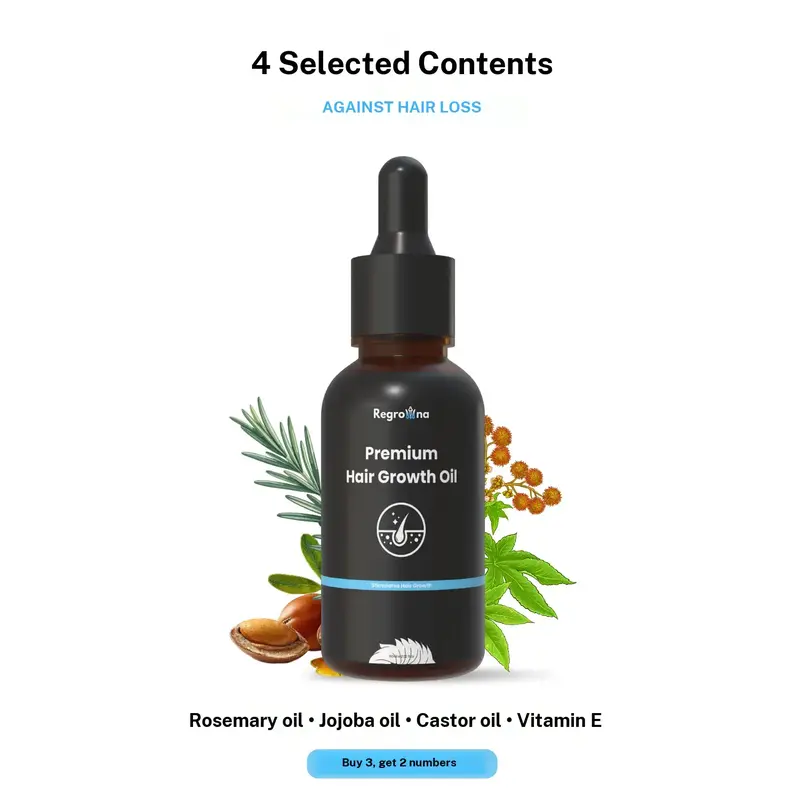 Regrowna プレミアム育毛セラム 天然ローズマリーヘアオイル ビタミンE配合 頭皮・毛根ケア用 薄毛対策／太く強く豊かな髪をサポート 軽量・速乾吸収処方 シリコーン＆パラベン不使用