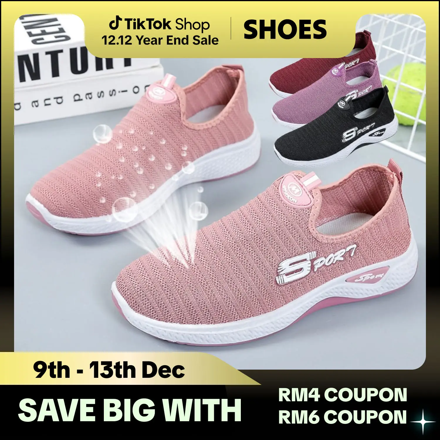 Women's EVA Sport Slip-On Sneakers for Walking, Running and Outdoor Wear, Ready Stock