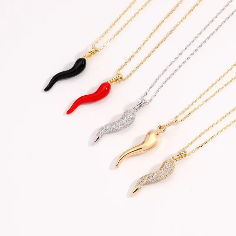 Italian Horn Cornicello Necklace, Good-Luck Amulet Gift