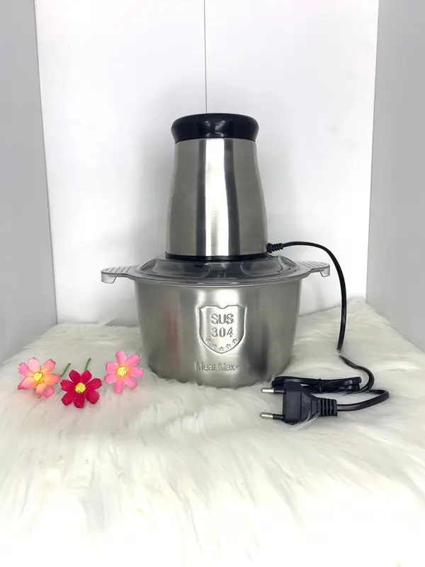 Hachoir à viande en acier inoxydable 2 L, 250 W basse consommation, 4 lames – mixeur pour repas de bébé et préparations culinaires