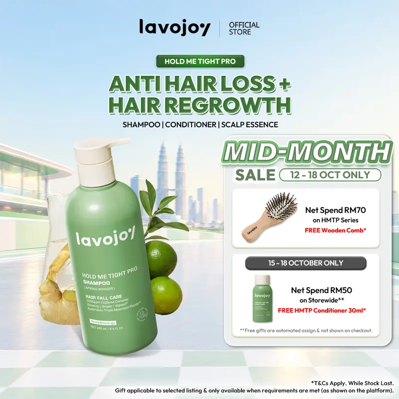 [Bán chạy] Dầu gội lavojoy Anti Hair Loss Hold Me Tight PRO 280ml / dầu xả 280ml / ALL IN 1 | Hỗ trợ ngăn rụng tóc | Chiết xuất nhân sâm, gừng và caffeine | Hỗ trợ tóc mọc | Chăm sóc tóc