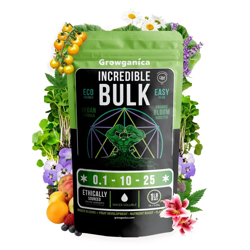 Incredible Bulk Bloom Booster Blütendünger (0.1-10-25), Nährstoffzusatz für Gartenerde und blühende Pflanzen