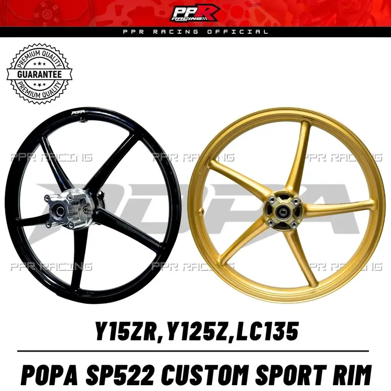 POPA SP522 CUSTOM SPORT RIM 1.6/1.6 BLACK Y15ZR Y15 Y16ZR Y16 SP 5 BATANG 522 hitam