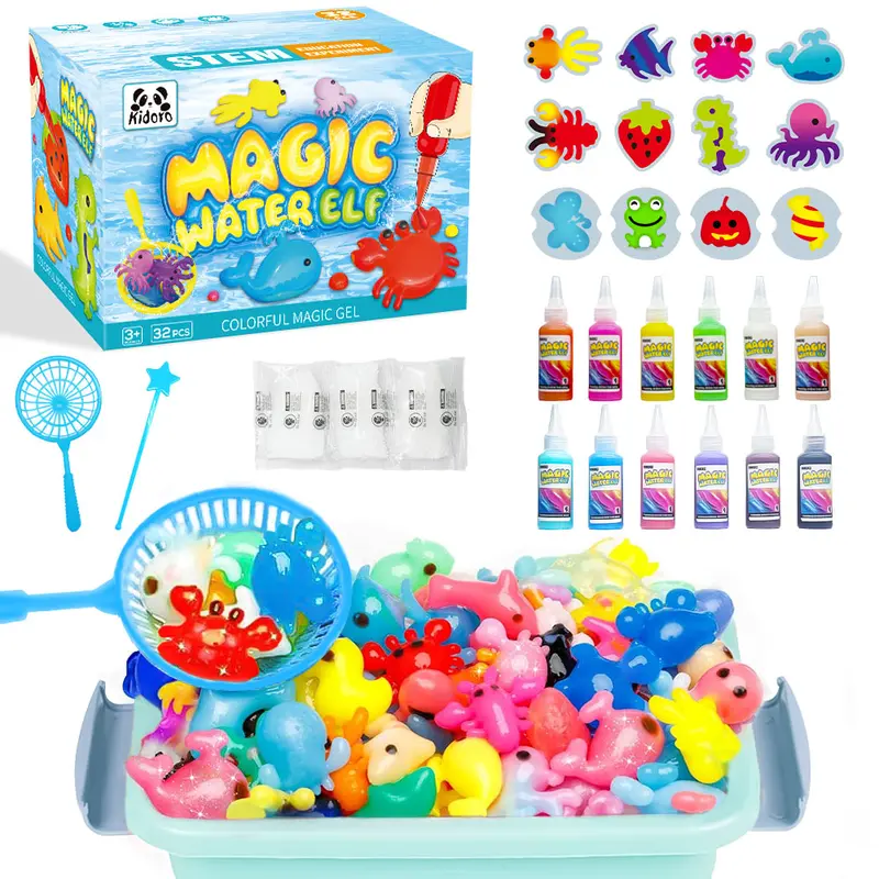 Kit de Gel de Água Kidoro para Crianças – Kit Mágico dos Elfos – Animais Aquáticos – Slime – Kit para Criar Brinquedos Squishy – Atividades Criativas para Crianças – Crie seus Próprios Squishies