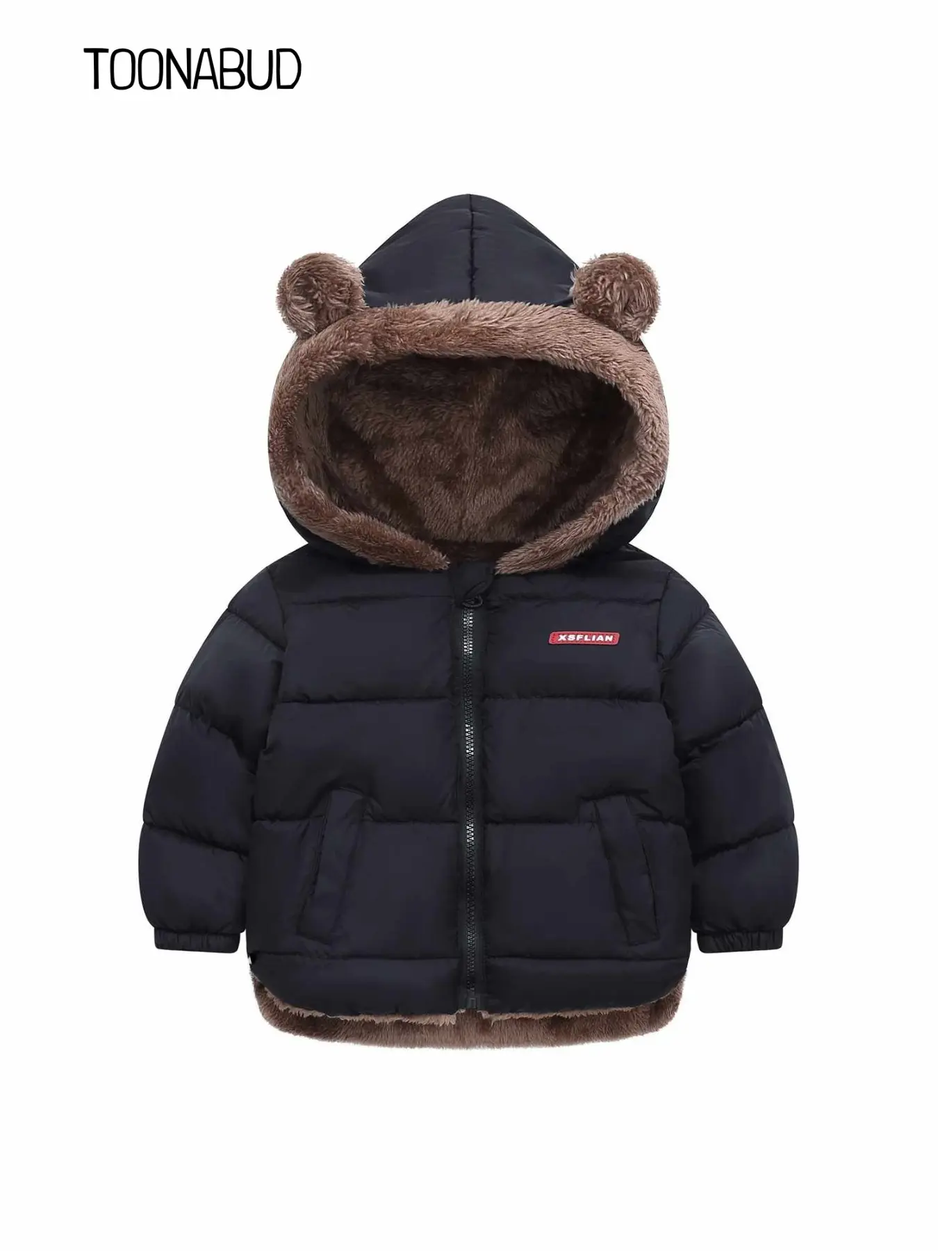 Unisex Autumn/Winter Hooded Coat – Warm Zip-Up Jacket with Pockets for Boys & Girls