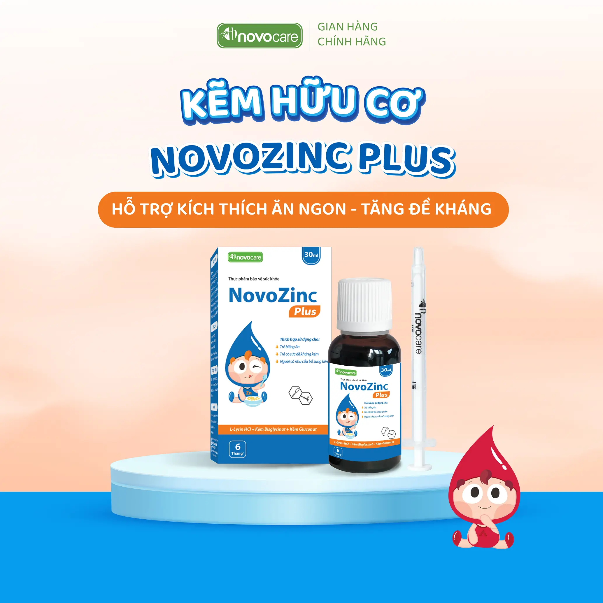 NovoZinc Plus – organische Zinktropfen für Babys, 30-ml-Flasche