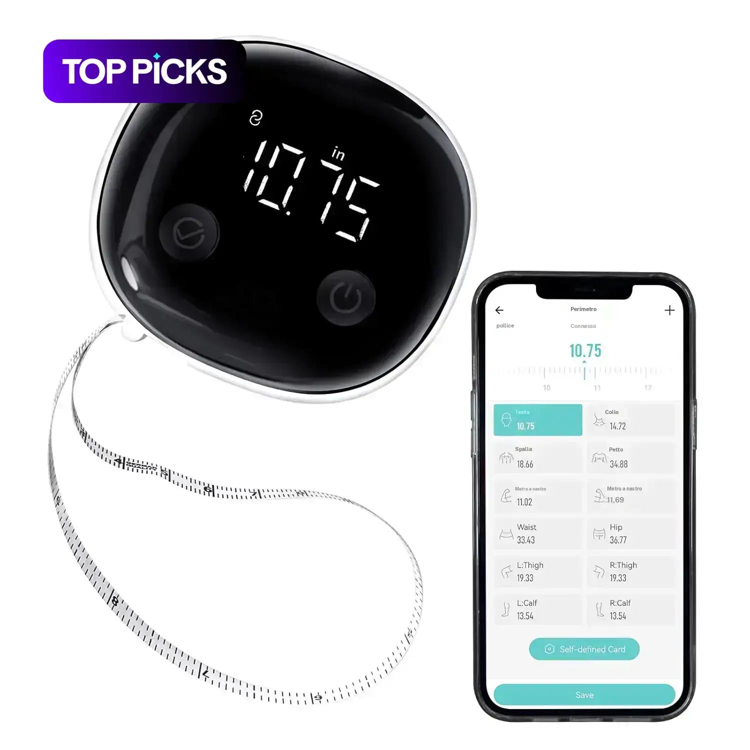 Smartes digitales Körpermaßband mit vollflächigem LED-Display, kompatibel mit der Fitdays App – #TOP PICKS