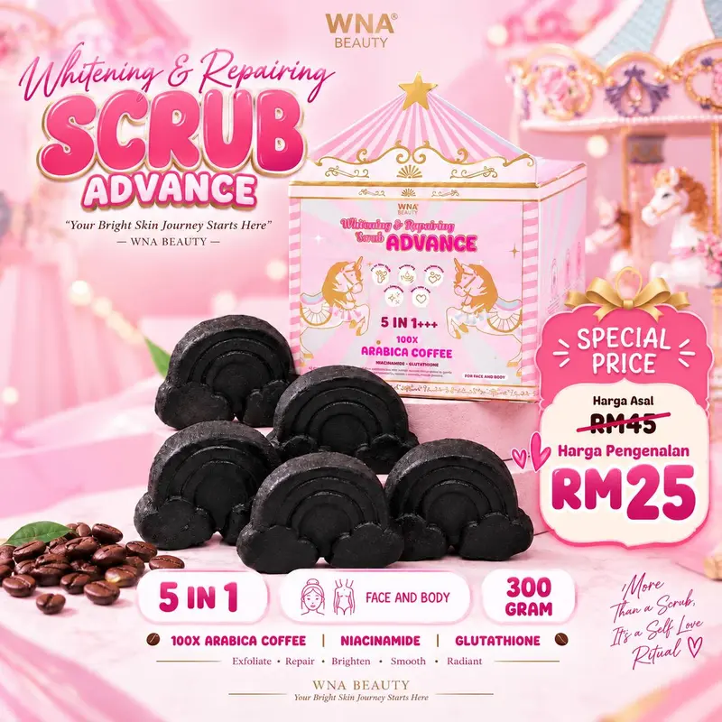WNA WHITENING & REPAIRING SOAP + SCRUB ADVANCE (TERPALING SPECIAL LIMITED EDITION)