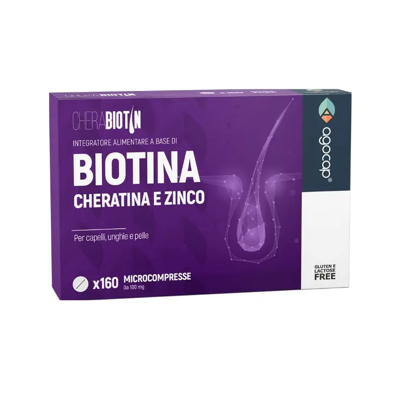 Complément alimentaire pour cheveux AGOCAP Cherabiotin à la biotine, à la kératine et au zinc, pour les ongles et la peau