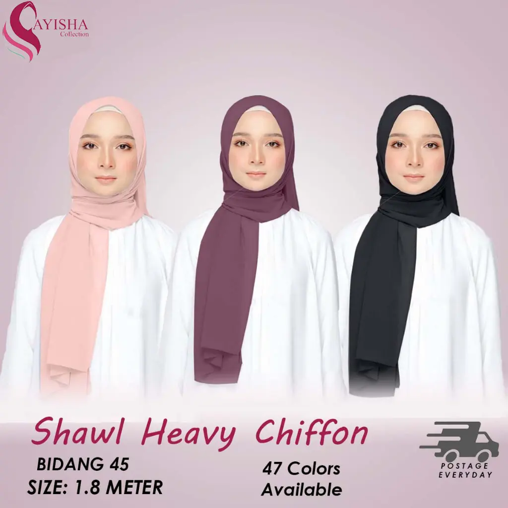 Khăn choàng hijab nữ Heavy Chiffon, dáng vuông đen trắng, mềm rủ, may sẵn, giá xưởng, có hàng sẵn