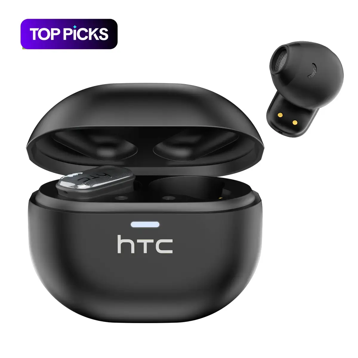 HTC NE16 통역 완전 무선 이어폰, 앱 지원 134개 언어, BT 6.0, 35시간 재생, 무선 충전 케이스, IPX5 방수 스테레오 이어폰, 내장 마이크·선명한 통화, Android·iOS 호환 #TOP PICKS