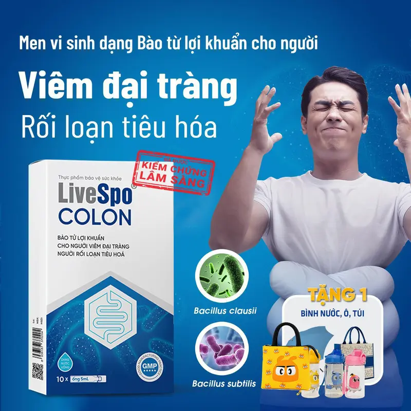 LiveSpo COLON Probiotic Spores, 3 Billion Beneficial Spores, 10 Vials × 5 ml, for Colitis, Constipation and Diarrhea