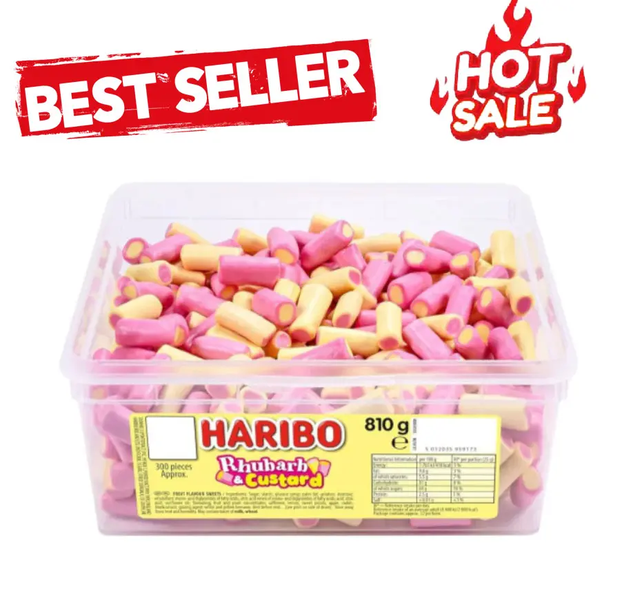 HARIBO 大黄与卡仕达夹心耐嚼糖果桶，酸味刺果番荔枝叶、糖衣糖、30包蜂蜜、糖果组合及生日糖果礼包