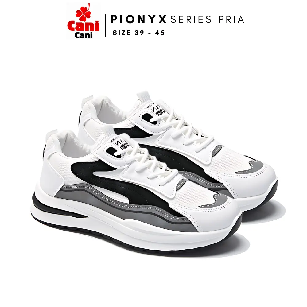【SUPER DEAL】Cani "Free Box" (Size 39 - 45) Pionyx Sepatu Pria Sneakers Sport Fashion Kasual Import - Sepatu Hitam Polos - Sepatu Pria Kece Outfit Pria Model 2026 M8117