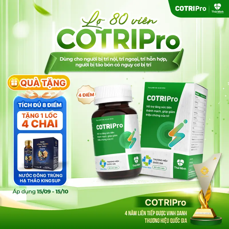 COTRIPro lọ 80 viên uống - Hỗ trợ co búi trĩ, bền vững thành mạch, cải thiện táo bón - Shop che tên sản phẩm
