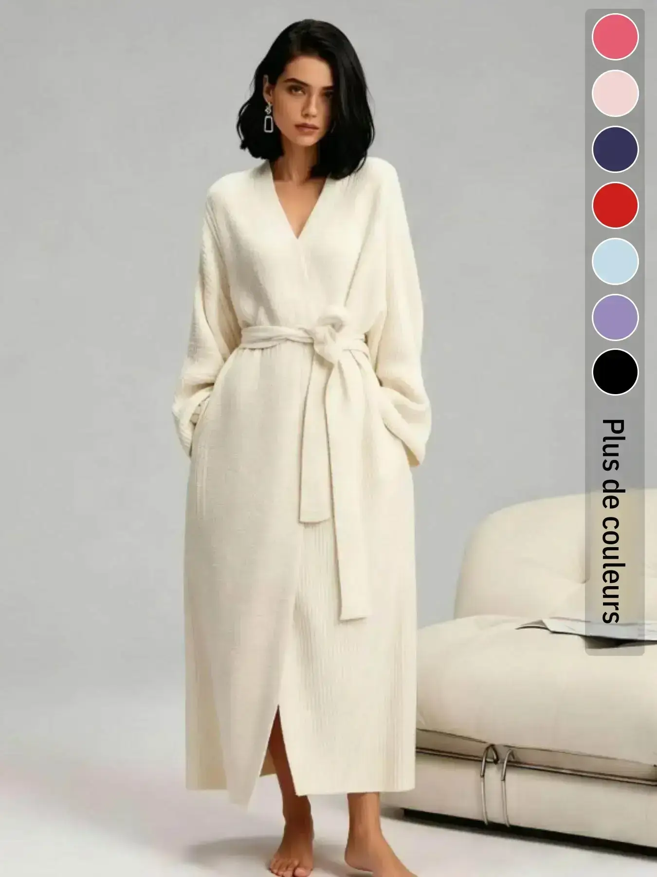 【COZY, weiches Plüschgefühl】Wendbarer Fleece-Bademantel für Damen, dicker langer Plüsch-Hausmantel, warmer Flanell-Pyjama für Herbst & Winter, weich und gemütlich, drinnen und draußen tragbar