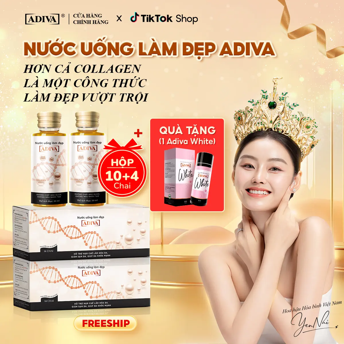 ADIVA Collagen Beauty Drink, 2-Box Bundle with 28 Bottles, Skin and Comprehensive Anti-Ageing Support