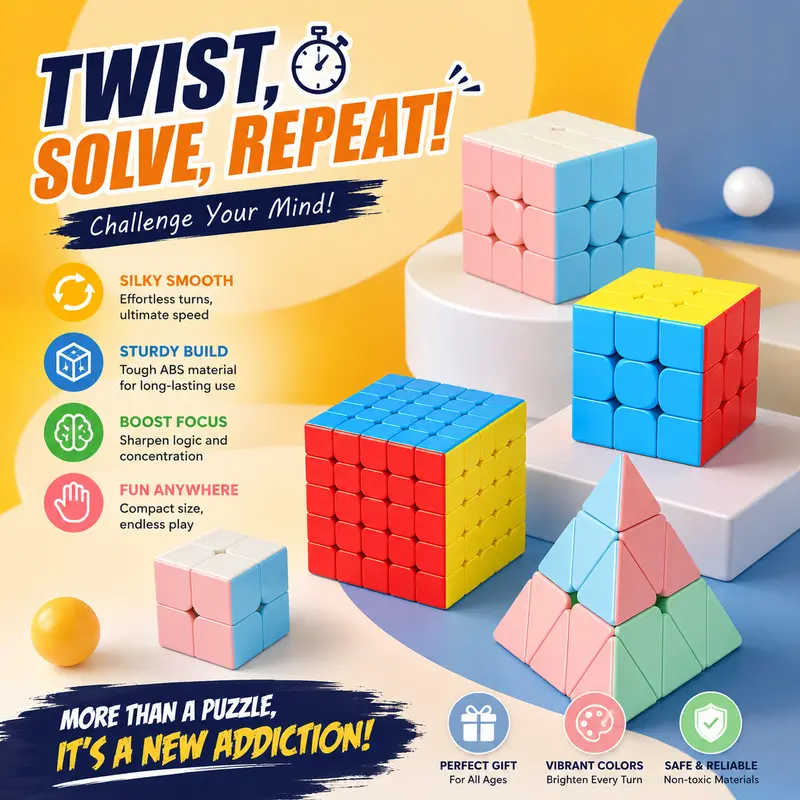 3x3x3 Magic Cube Stickerless Rubik's Cube Child Puzzle Professional Speed Cubes Educational toys for Kids and Adult