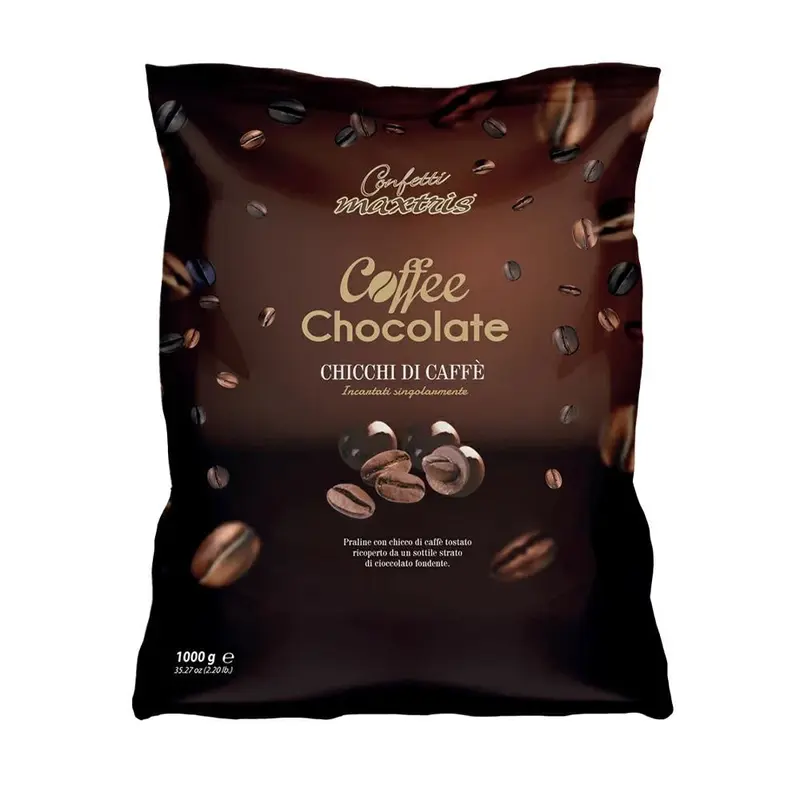 Maxtris Coffee Chocolate: geröstete Kaffeebohnen in Zartbitterschokolade, 1-kg-Beutel, glutenfrei