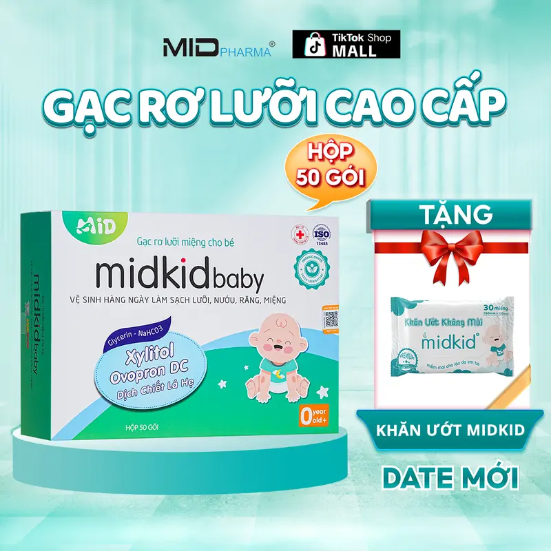 Midkid Baby Premium Tongue Cleaning Gauze for Newborns, for Cleaning and Preventing Oral Thrush, ISO 5-Star Standard