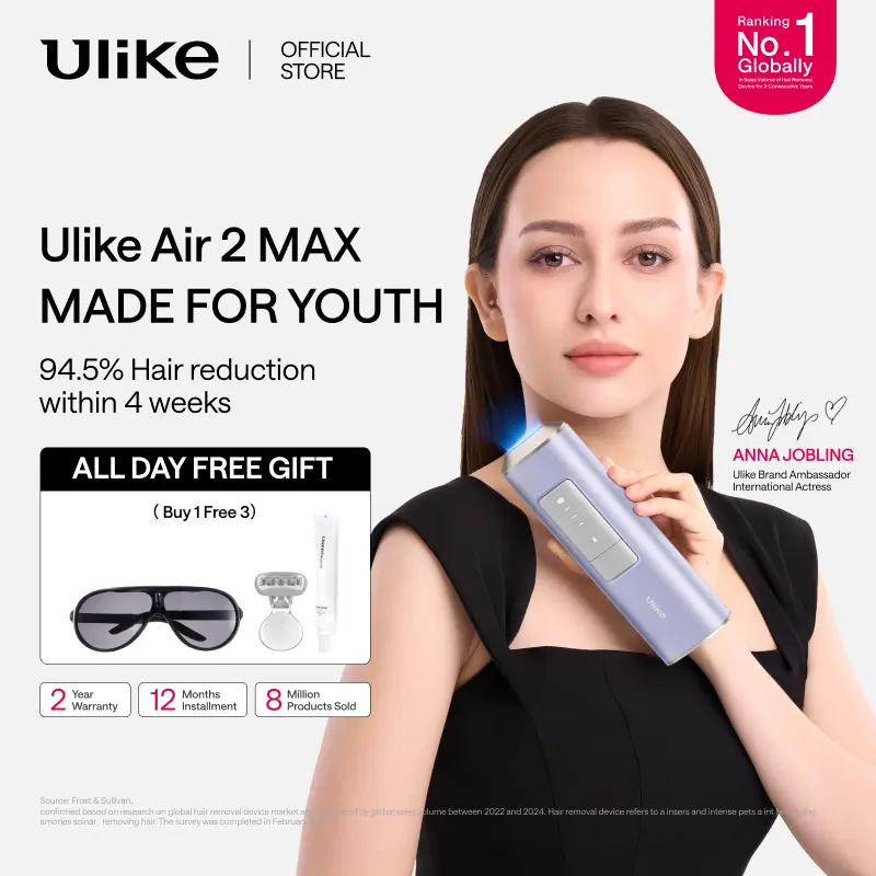 Ulike Air2 MAX IPL Hair Removal Device with Ice Cooling for Face, Underarms, Bikini Area, Legs and Body, International Warranty