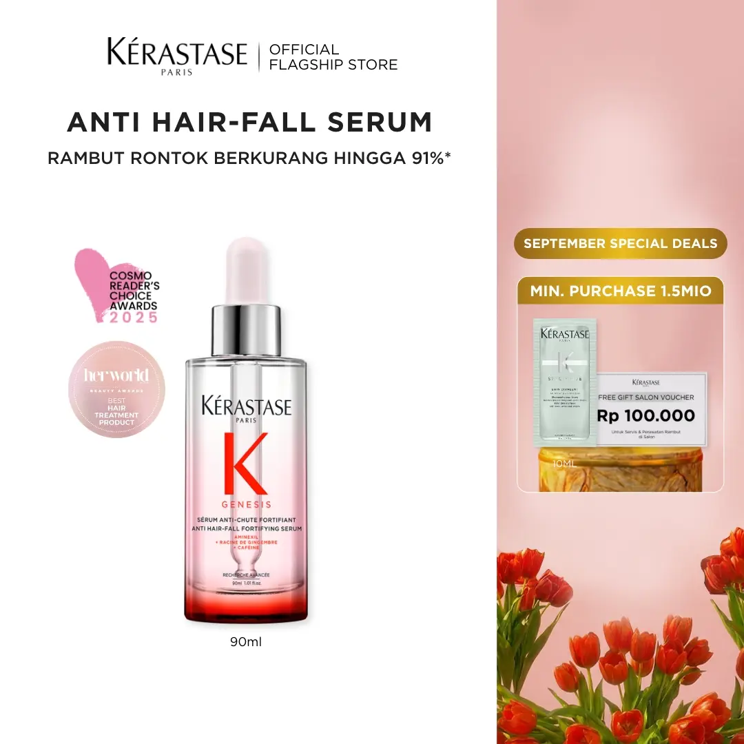 Kerastase Serum Genesis 90ml Anti Hair Fall Serum - Serum untuk Rambut Rontok & Patah - Mengandung Aminexil 1.5%, Ginger Roots