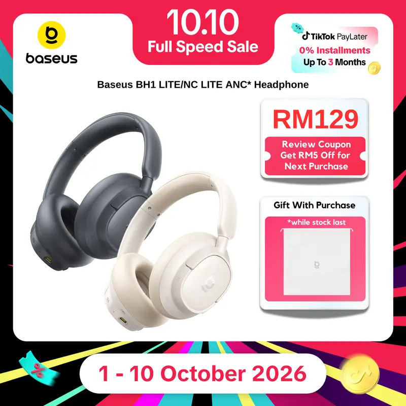 Baseus Bass BH1 NC Lite / BH1 Lite AI ENC Wireless Headphones Bluetooth 6.0 Smart APP Control