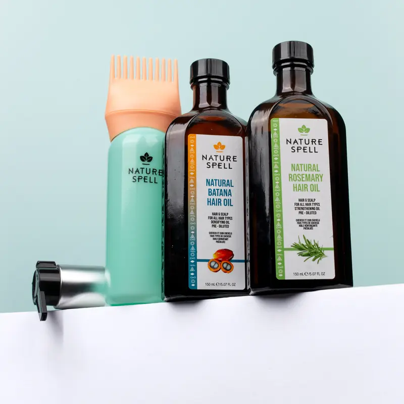 Nature Spell Batana y Romero Set de Nutrición Capilar: Cuidado Completo con Aceites Premezclados, Aplicador y Bomba