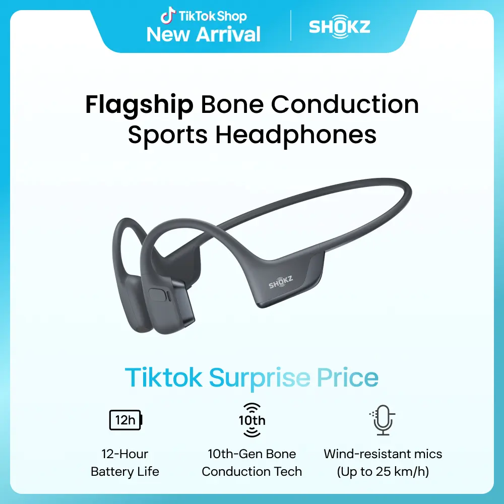 Casque SHOKZ OpenRun Pro 2 haute qualité à oreilles libres et conduction osseuse, résistant à la transpiration, basses profondes et micro intelligent, pour sport et entraînement