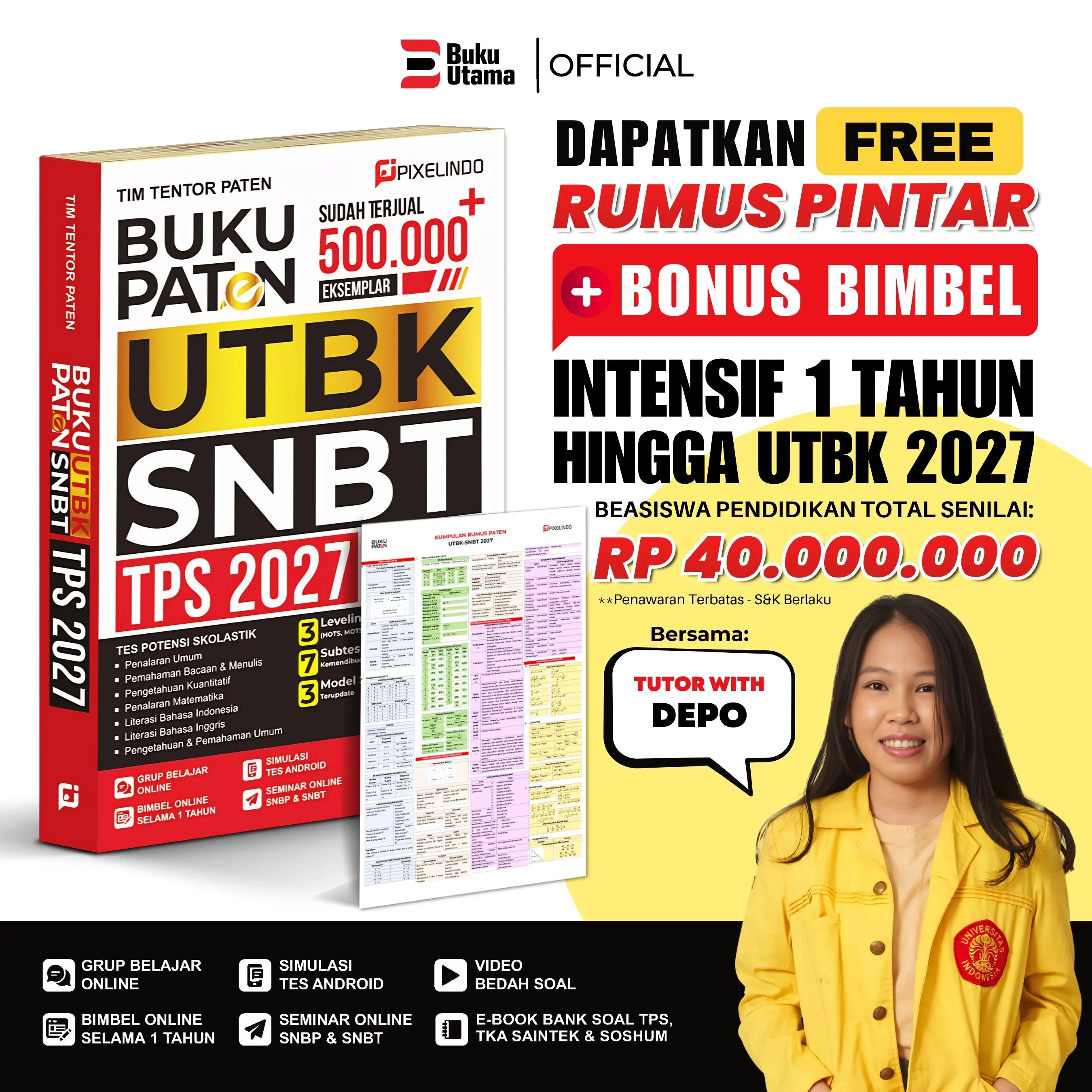BUKU PATEN UTBK SNBT TPS TES SKOLASTIK  2027 (UPDATE TERBARU) DILENGKAPI FR SOAL ASLI, BIMBEL INTENSIF, DAN VIDEO BEDAH SOAL Soft Cover