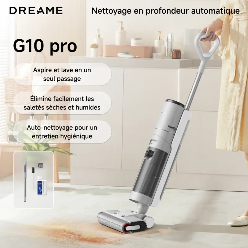 Dreame G10 Pro Wet and Dry Vacuum and Mop with Automatic Self-Cleaning, 35-Minute Runtime, Edge Cleaning and Self-Propelled Mopping for Hard Floors