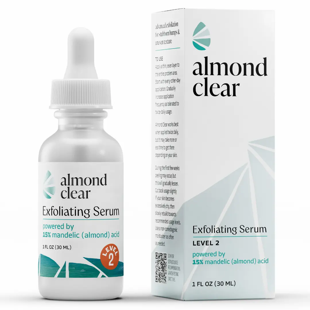 Level 2 Mandelic Acid Serum for Body Acne, Butt Acne, Folliculitis, Fungal Acne, Hyperpigmentation and Ingrown Hairs, Daily Skincare for Sensitive Skin