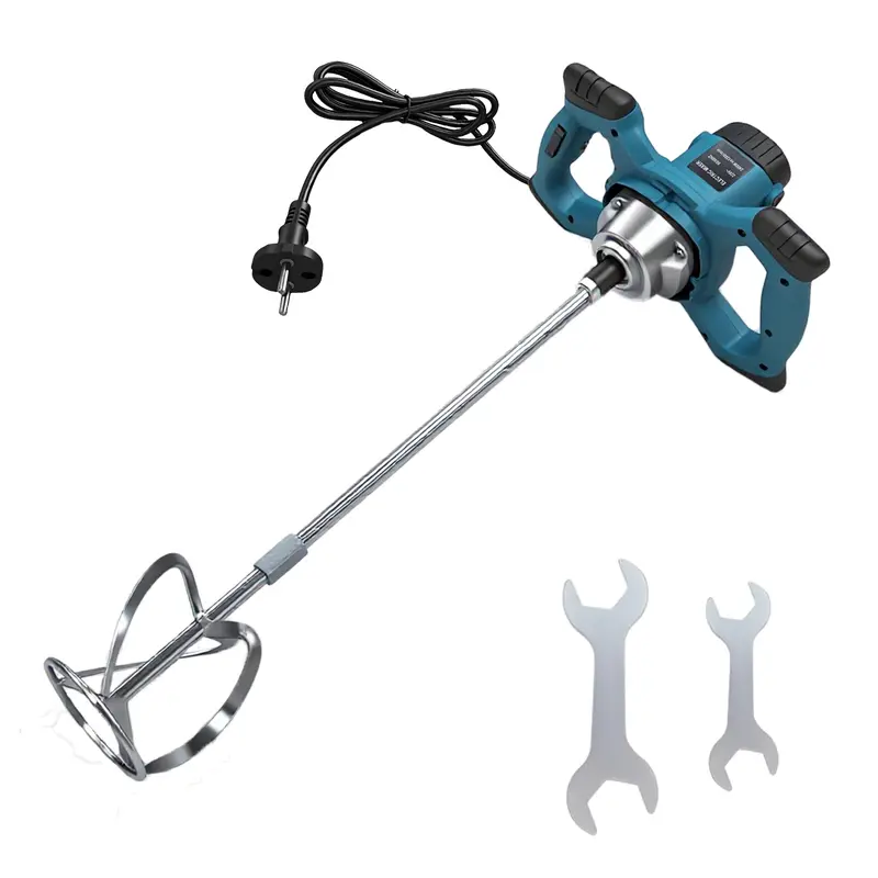 Elektrischer Handbetriebener Betonmischer, Tragbarer Zementmischer mit Einstellbarer 6-Gang Farbmischpumpe, Paddle-Bohrmaschinenmischer für DIY-Projekte, Bauarbeiten, Mörtelverfugen, Farb-Zement-Plaster-Mischwerkzeug