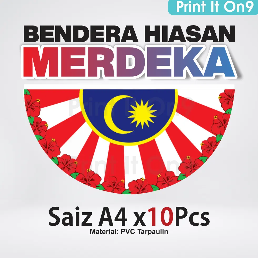 Bendera Hari Merdeka 1 Set=10pcs, Hiasan Sekolah, Kelas, dan Hari Kebangsaan, Bentuk Bulat Separuh Semarak Jalur Gemilang Malaysia