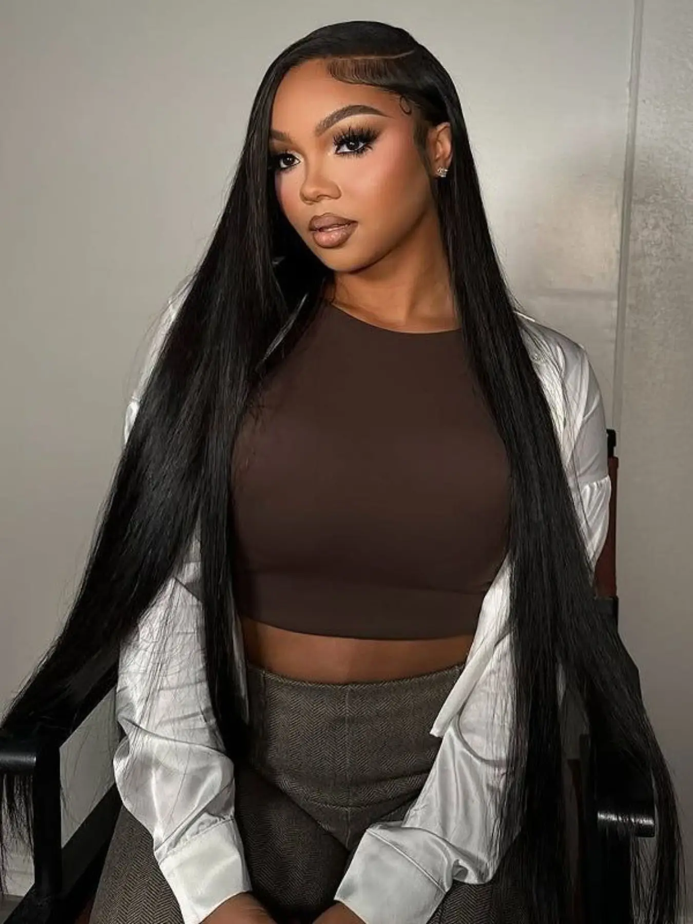 9*6lace Long Straight Lace Front Wigs for Women, Fluffy Synthetic Hair, Heat Resistant, No Bangs, Party & Daily Use