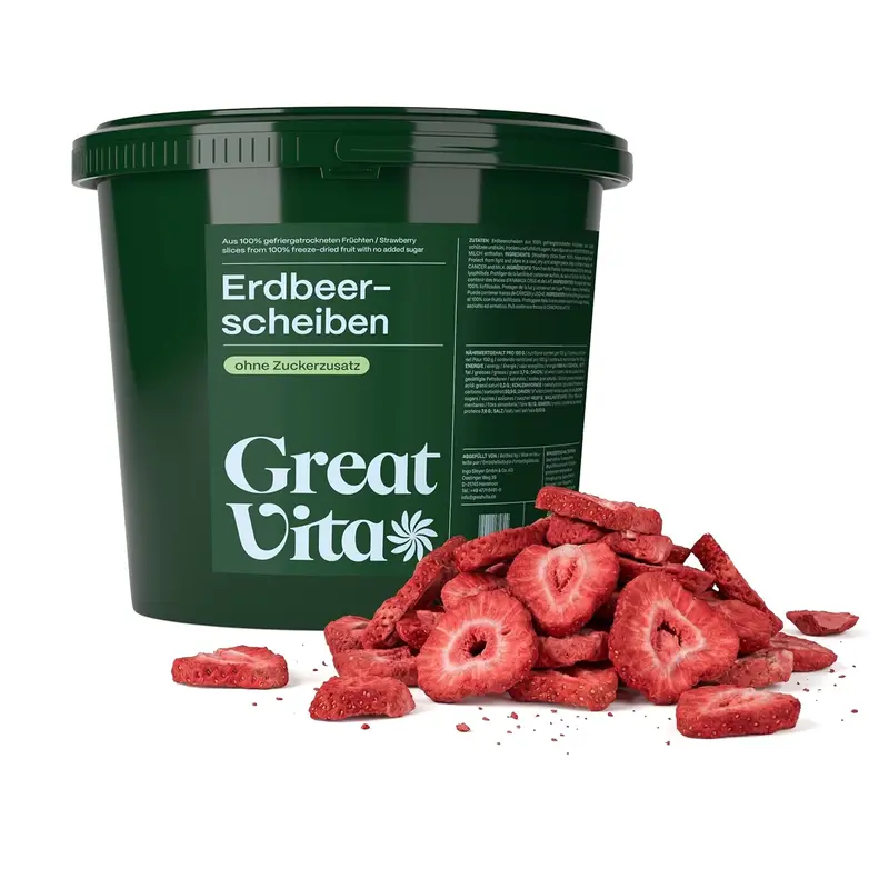 GreatVita Freeze-Dried Strawberry Slices, Crunchy, No Added Sugar