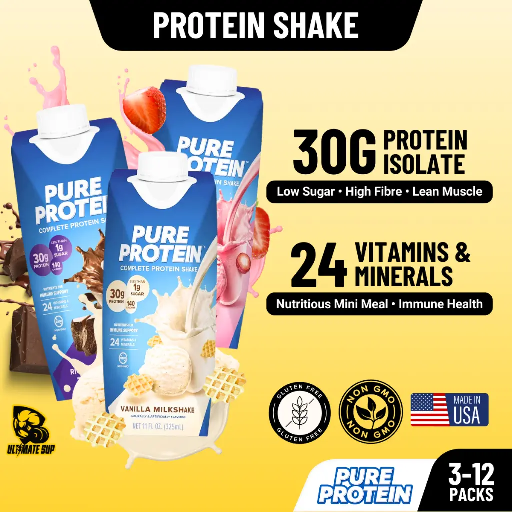 Pure Protein Ready-to-Drink Shake with 30 g Protein, Low Sugar, 3–12 Packs