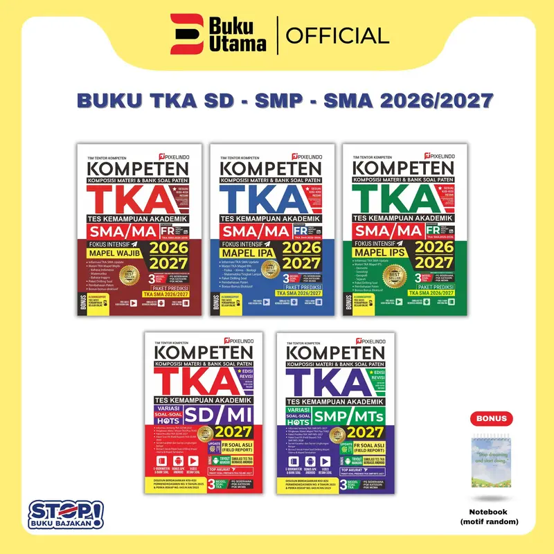 [READY STOCK] BUKU KOMPETEN TKA TES KEMAMPUAN AKADEMIK TINGKAT SD, SMP, SMA 2026/2027 TERUPDATE (Dilengkapi Materi dan Soal Mapel Utama dan Tambahan Lengkap dengan Kunci Pembahasan) Soft Cover