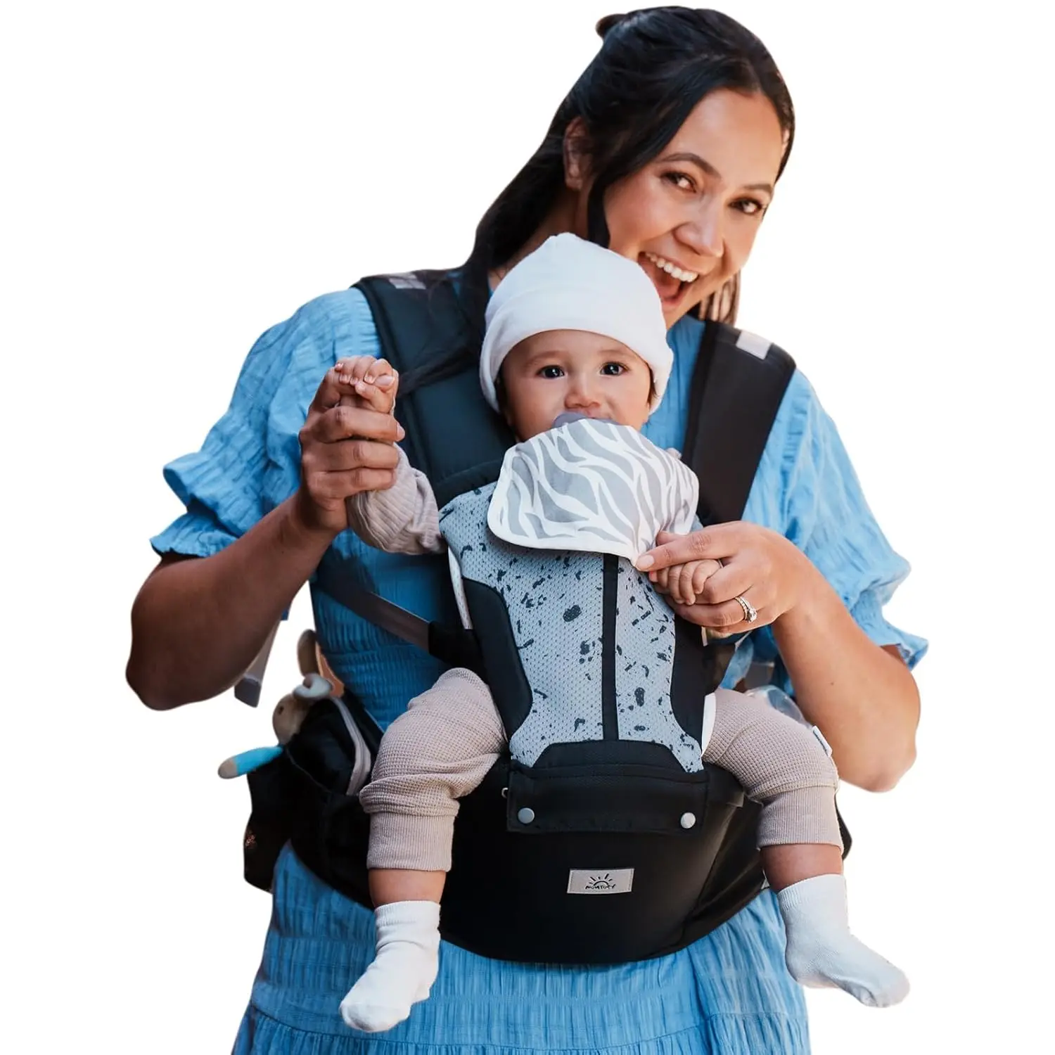 #SummerVibes Safety-Certified 6-in-1 Baby Carrier with Adjustable Detachable Hip Seat, Newborn to Toddler, 7–50lbs, All-Season, bck01