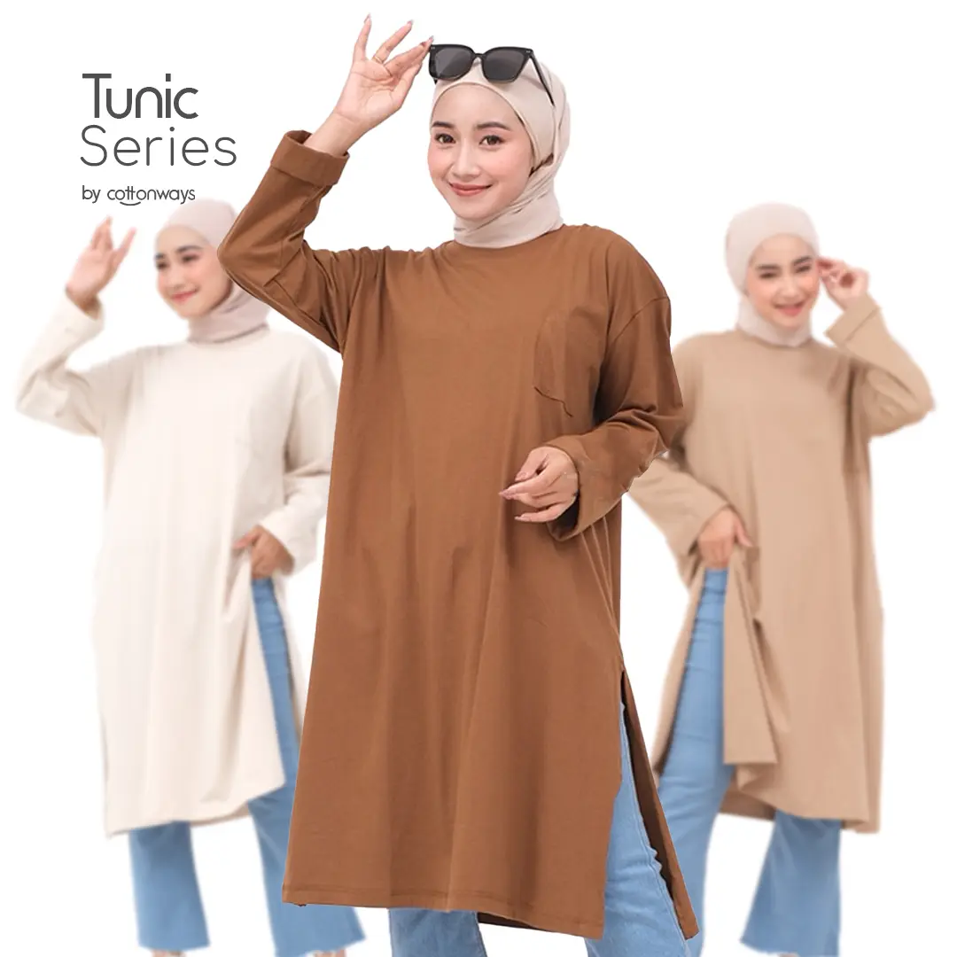 COTTONWAYS Women's Oversized Cotton Tunic T-Shirt, Premium Combed 24s, Hijab-Friendly for Ramadan and Eid