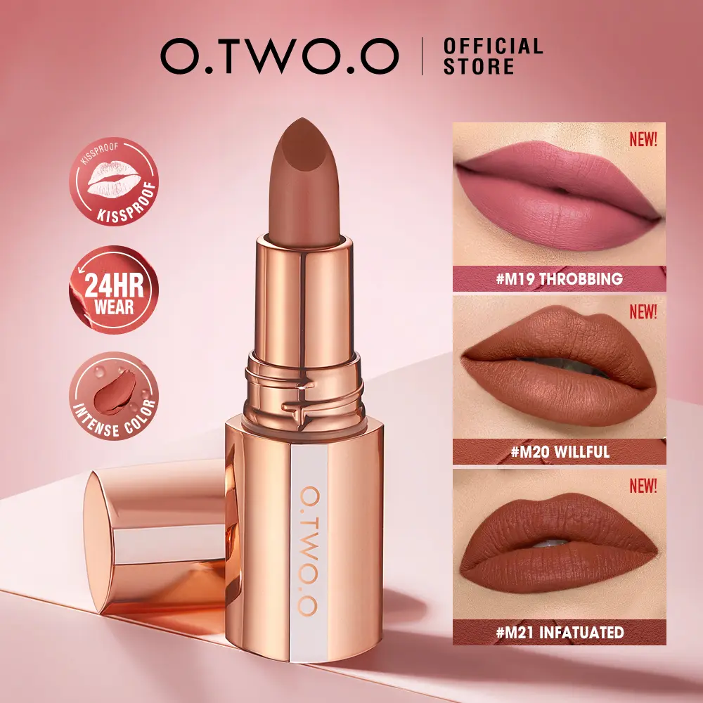 O.TWO.O Long-lasting Velvety Mist Texture Lock-in Makeup Technology Misty Kiss Lock Color Matte Lipstick Lip Glaze Cosmetic【New Color】
