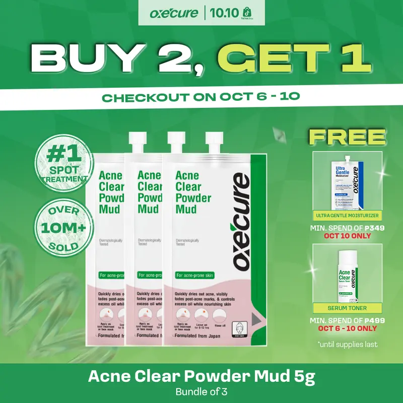 OXECURE 2% Salicylic Acid Acne Clear Powder Mud, 5g Each, Bundle of 3, Buy 2 Get 1