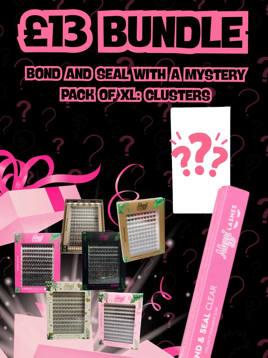 Paket MeggiLashes XL Cluster dengan Bond & Seal, £13