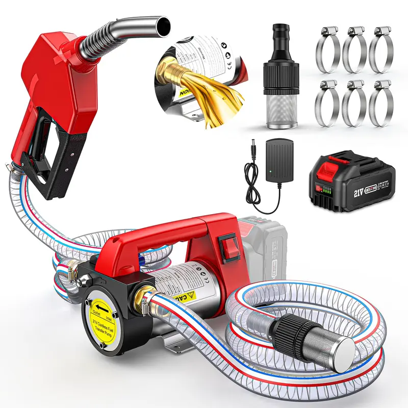 [TaskStar] Transfer Pump, Portable Cordless Diesel Transfer Pump Kit, Battery Powered 12GPM（Includes one battery） Fuel Pump Kit w/ 4.0Ah Battery, Nozzle&Hose for Diesel, Kerosene& Biodiesel