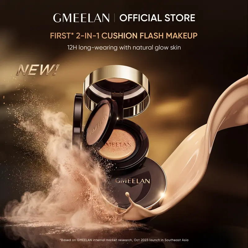GMEELAN Powder Oil Control Foundation WaterProof Black Truffle Zinc PCA Air Cushion Long-lasting Face Antioxidant