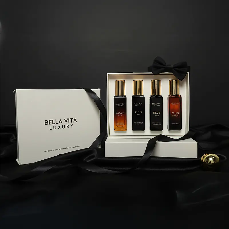 BellaVita Luxury男士香水礼盒｜4款奢华小样｜持久留香｜Oud、CEO Man、Klub Man、G.O.A.T.浓香水｜便携香水套装