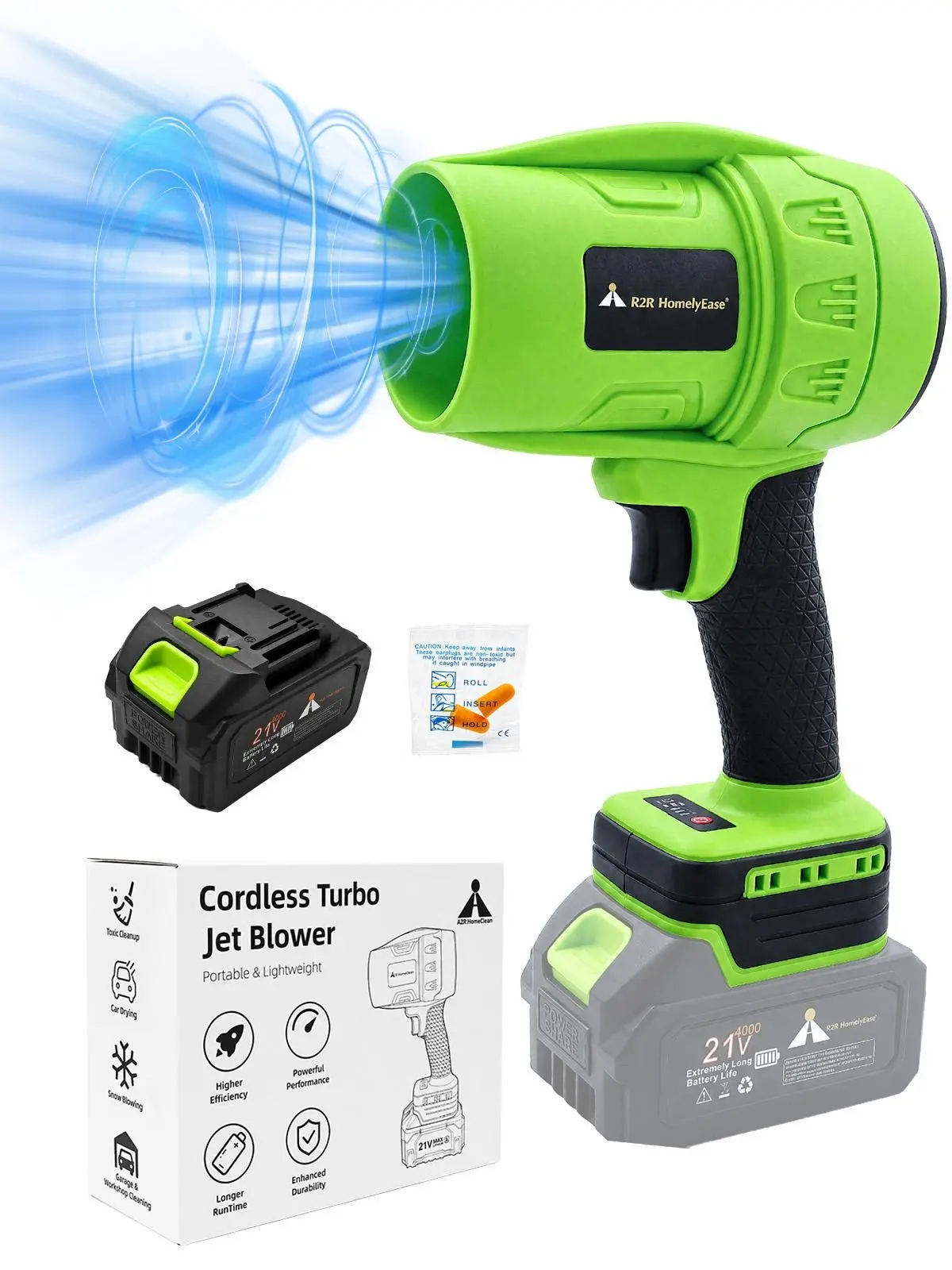 Soplador Turbo Jet inalámbrico para secar autos, potente soplador de aire portátil con motor de cobre puro, secado sin contacto para agua, hojas, polvo y nieve, herramienta para jardín y garaje